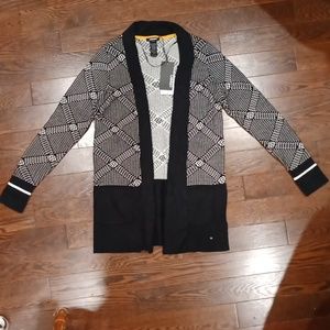 Olsen Henny Open Front Wool Yarn Cardigan Sweater Golden Glam S M